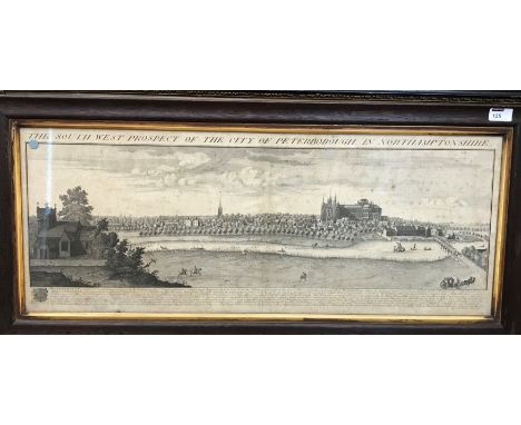 The South West Prospect of Stamford; The South West Prospect of Peterborough; engravings c.1730-40, 36 x 86cm and 30 x 79cm; 