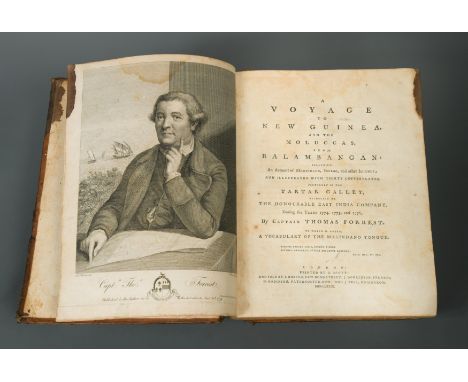 A Voyage to New Guinea and the Moluccas, London 1779, 4to, portrait frontispiece, folding map at the start, plates, maps and 