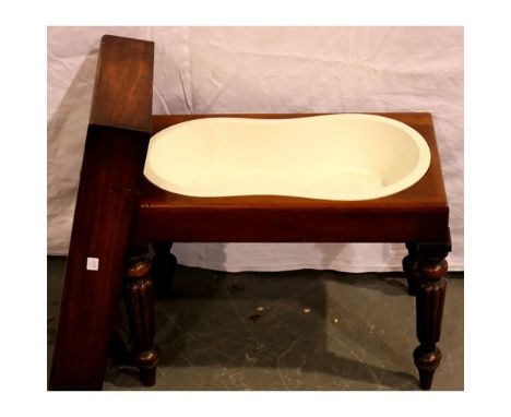 Victorian walnut bidet with ceramic pot. Not available for in-house P&amp;P, contact Paul O'Hea at Mailboxes on 01925 659133 