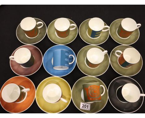 Twelve Wedgwood Susie Cooper coffee cans and saucers in the Nebula pattern. No cracks, chips or visible restoration. Not avai