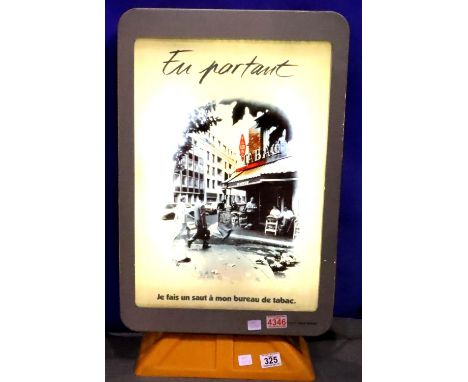 Vintage French light up advertising sign with rolling panels, concept by Philip Morris, 40 x 68 cm H. Light working at lottin