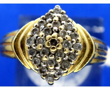 18ct gold diamond set cluster dress ring, 0.5cts total, size Q/R, 6.6g. P&amp;P Group 1 (£14+VAT for the first lot and £1+VAT