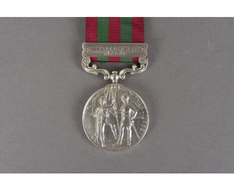 An India medal, with Relief of Chitral 1895 clasp, awarded to 3167 PTE D TAIT 2ND BN K C SCO BORD, with ribbon 