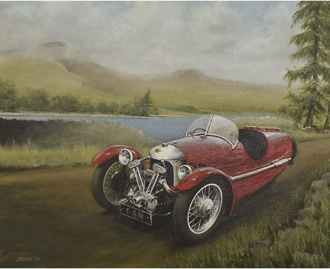 Motoring - Painting Brian Chapman, ( artist and technical illustrator for Bachman Model Railways) an original Acrylic on canv