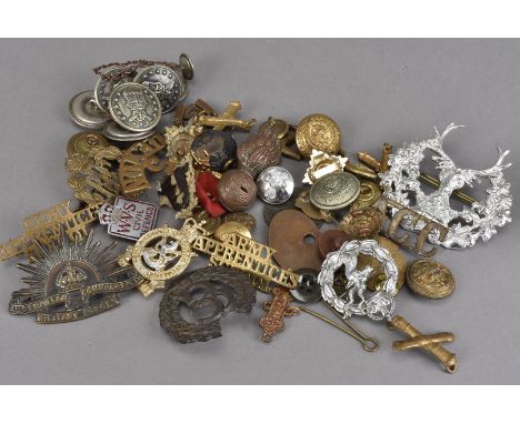 A large collection of buttons and badges, to include Royal Army Ordnance Corps, RFC, Australian Commonwealth Military Forces,