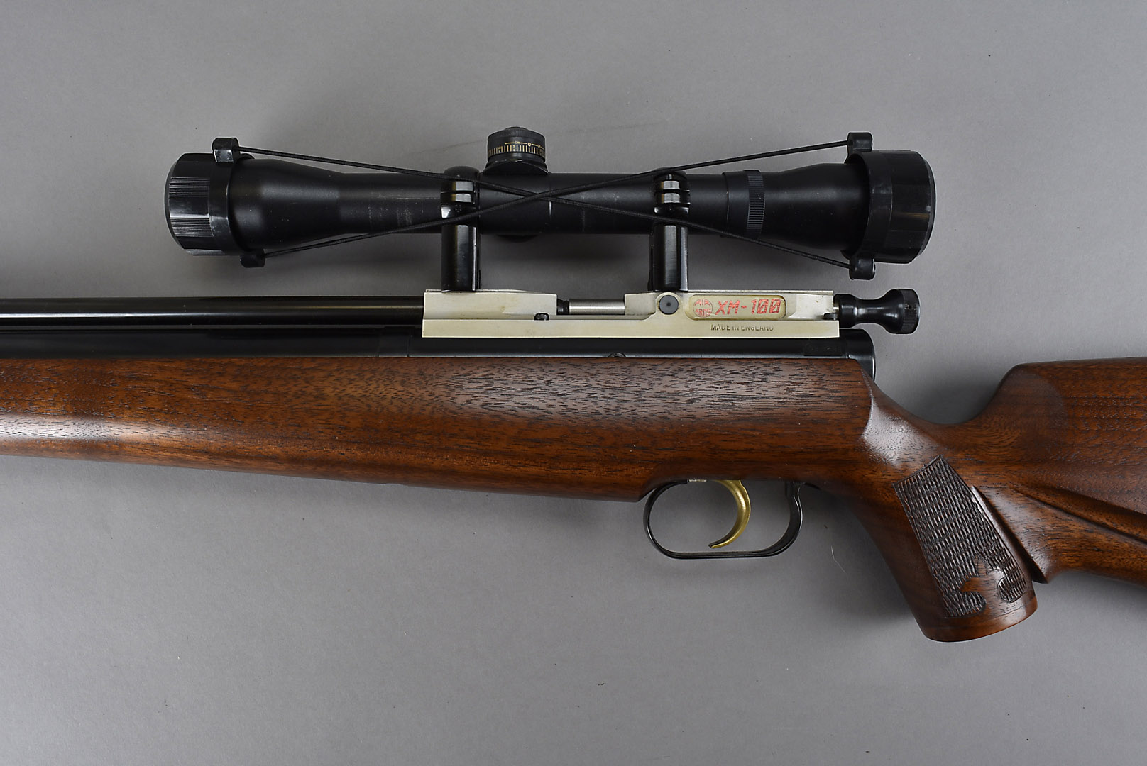 An Air Arms XM100 air rifle, with Air Arms 2.5x32 scopethe barrel
