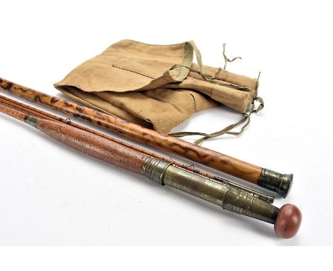 Angling Equipment, a vintage Army & Navy ( London),9', quality hexagonal cane fly rod, 5pce ( 4pce connected) with two top se