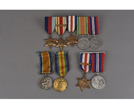 A pair of WWI medals, Victory and War, awarded to 651992 DVR F.C JEFFCOTT R.A, together with a selection of WWII medals, comp