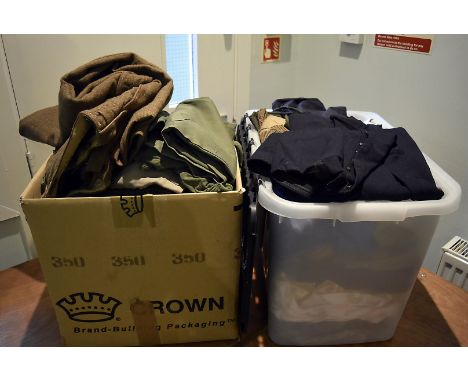 A large collection of uniform tops and trousers, various ages, including Army, Navy and RAF, British and Overseas (parcel)ple