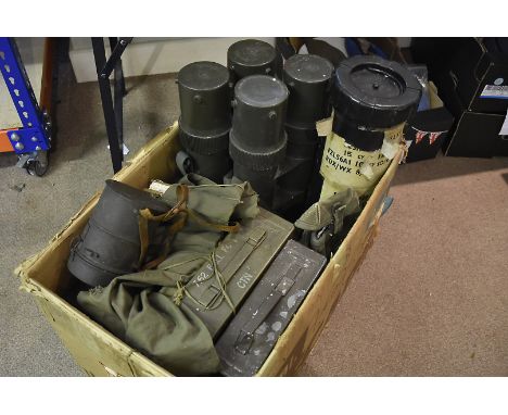 A collection of ammunition and shell carriers, including older metal examples and newer plastic dual examples, plus other ite