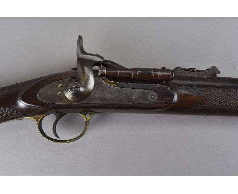 A late 19th Century percussion cap rifle by E M Reilly & Co of London, the three band rifle with criss cross design to the st