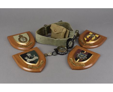 A WWII E.A.C MkIII field compass, no. 131966, with broad arrow, dated 1943, in 1938, pouch and belt, together with an East Su