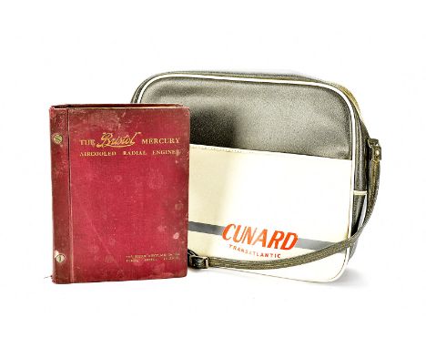 Shipping/Aviation, a vintage 1960's Cunard shoulder bag, souvenir R.M.S.Queen Elizabeth and Queen Mary ( Robert Mitchum passe
