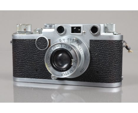 A Leitz Wetzlar Leica IIf Rangefinder Camera, serial no 808900, red dial, shutter working, rangefinder working, body G, small