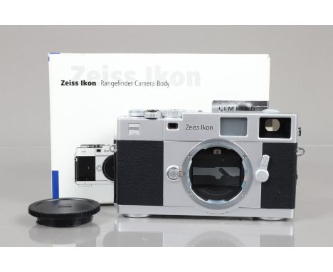 A Zeiss Ikon ZM Limited Edition Rangefinder Camera Body, silver, Leica M mount camera, serial no 15525612, shutter working, m