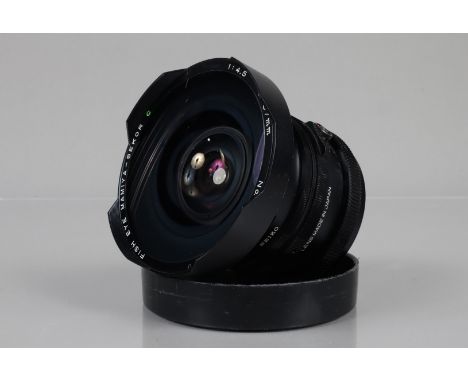 A Mamiya-Sekor C 37mm f/4.5 Fish Eye Lens,  Mamiya RB67 mount, serial no 40744, shutter working, barrel G, light paint wear, 