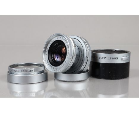 A Leitz Wetzlar 5cm f/2.8  Elmar Lens, serial no 1633066, 1958, barrel G, light wear, elements G, light fungus to one edge of