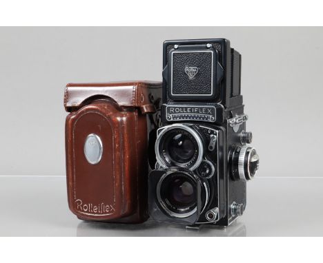 A Wide Angle Rolleiflex TLR Camera, serial no W 2492848,shutter working, meter responsive, body G-VG, light wear, with Carl Z