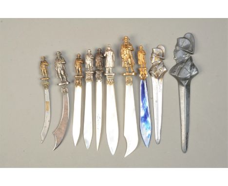 Stanhopes,  Paperknives incorporating portraits of Napoleon I  - metal (4), mother o' pearl (6), G, see image for detailed de