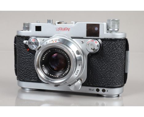 A Robot Royal 24 Rangefinder Camera, serial no 184129, spring drive working, shutter working, rangefinder working, body G, so