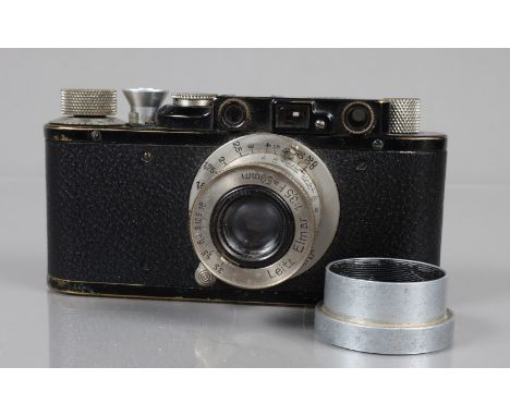 A Leitz Wetzlar Leica II Rangefinder Camera, serial no 46001, 1930, Leica I updated to Leica II, shutter working, sluggish on