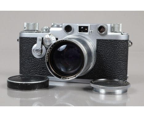 A Leitz Wetzlar Leica IIIf Rangefinder Camera, serial no 814938, 1956, red dial, shutter working, sluggish on slow speeds, ra