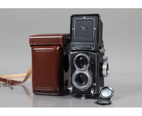 A Rolleiflex T TLR Camera, model 3, serial no 2226952, shutter sluggish/sticking on slow speeds, body VG, with Carl Zeiss 75m