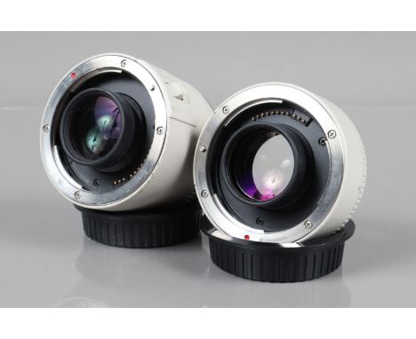 Two Canon EF Mrk 1 Extenders, an EF 1.4x and EF 2x extender, both working, barrels G, light wear, elements VG, 1.4x with fron