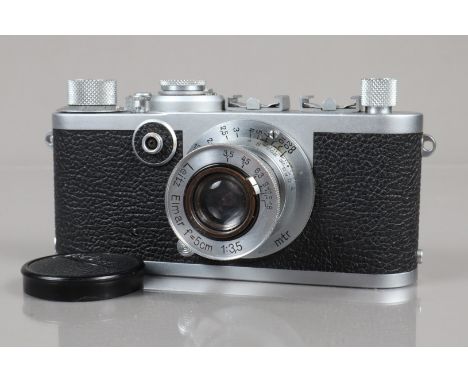 A Leitz Wetzlar Leica If Camera,  serial no 808060, 1956, red scale, shutter working, body G-VG, light wear, with Leitz 5cm f