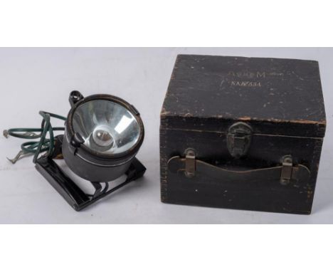 An Air Ministry issue Aldis lamp: in original wooden case stamped 'AM 5A/2334'. 