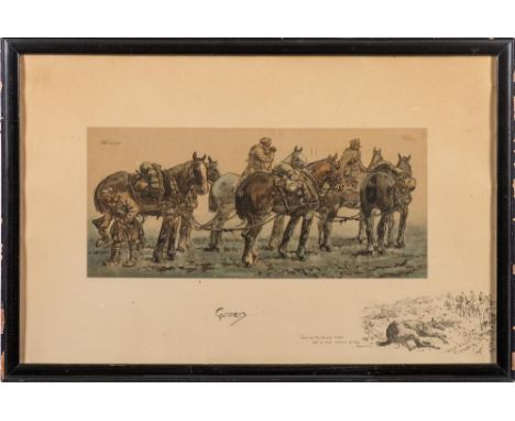 'Snaffles', Charles Johnson Payne [1884-1967] - Gunners,:- coloured print with printed vignette in the mount, 38 x 60cm overa
