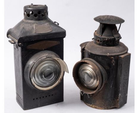 An Adlake 'Non-Sweating' lamp  marked 'LMS Railway' together with an Adlake No.22 signal lamp: both lacking burners (2) 