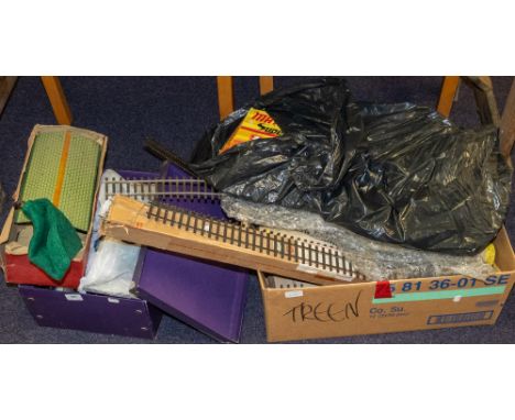 A small collection of OO/HO rolling stock and accessories: together with miscellaneous track and a Mamod stationary live stea