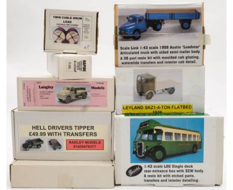 Langley Models, Scale Link Ltd and other models:- a group of five resin and whitemetal kits of commercial vehicles, including