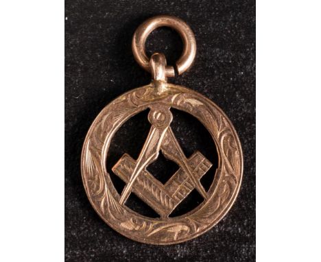 A 9ct gold Masonic square and compass fob, maker WA, Birmingham 1932,: 4.8g 