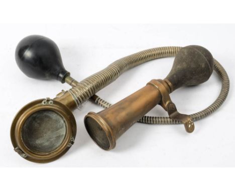 An early 20th century British made Boa Constrictor Horn: the 5 inch bell with grill on a mounting bracket, attached to a grad