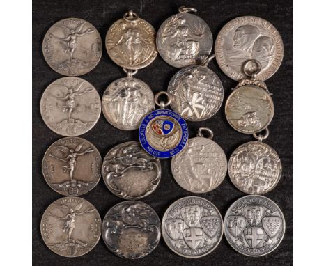 Of Early Motor Cycling Interest. A group of seventeen silver and white metal medals presented to W A Jacobs: British Motor Cy