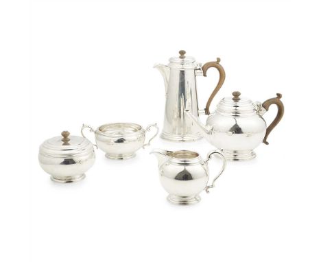 A five piece tea service Edward &amp; Sons, Glasgow 1924, comprising, water pot, teapot, twin handled sugar basin, sugar basi