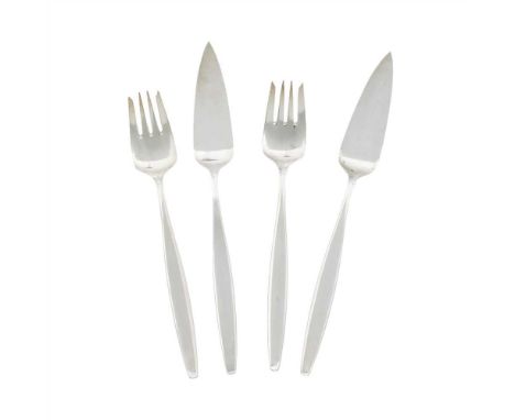 A collection of flatware, Georg Jensen various import marks 1960s, comprising eight fish knives and forks, all of the Margret