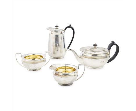 A 1930s matched four piece silver tea service James Deakin &amp; Sons, Sheffield, comprising water pot, teapot, twin handled 
