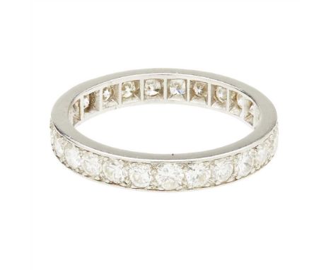 A diamond set eternity ring set with a continuous row of round brilliant-cut diamonds (Dimensions: Ring size: U/V)(Ring size: