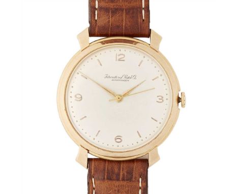 A gentleman's 18ct rose gold cased watch, IWC circa 1950s, Cal. C88, silvered dial, sweep second hand, gilt baton and Arabic 