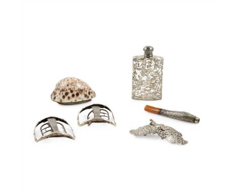 An early 19th century silver mounted cowrie shell snuff box unmarked, of plain form the hinged cover engraved James Watson, t