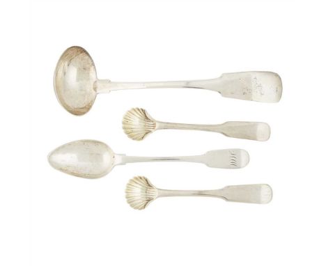 Banff - A Scottish provincial cream ladle George Elder, three marks, GE, Thistle, B, fiddle pattern, engraved N in script; to