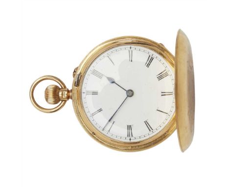 An 18ct gold full-hunter pocket watch white enamel dial, subsidiary seconds dial, Edwin Flinn, London, lever movement, case e