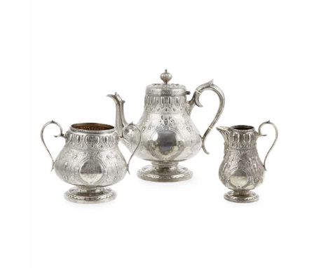 Y A mid-Victorian tea service Mackay, Cunningham &amp; Co., Edinburgh 1866, comprising, teapot, twin handled sugar basin and 