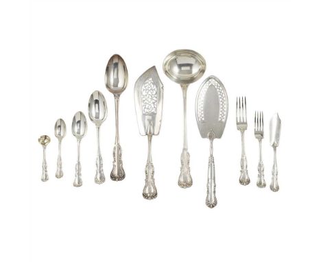 A Victorian service and other flatware Devonshire pattern, various dates and makers to include; thirty seven table forks, twe