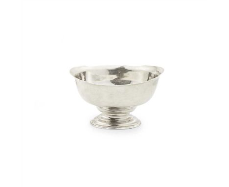 An early George III sugar basin Edinburgh 1763, of oval form, slighted moulded everted rim, raised on a spreading stepped ova