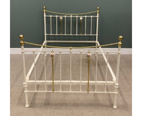 ANTIQUE EFFECT METAL BED FRAME, 128 (h) x 138 (w) x 203cms (d)Provenance: private collection Conwy