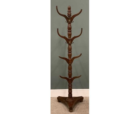 MAHOGANY HAT & COAT STAND circa 1900 with multiple branches on tripod base, 189 (h) x 53cms (diam) the baseProvenance: privat